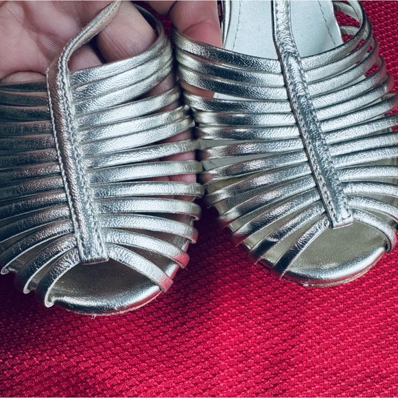 Giambattista Valli T-strap caged peep toe pale golden hint Sandal Eu 37.5 US 7.5 - Picture 5 of 17